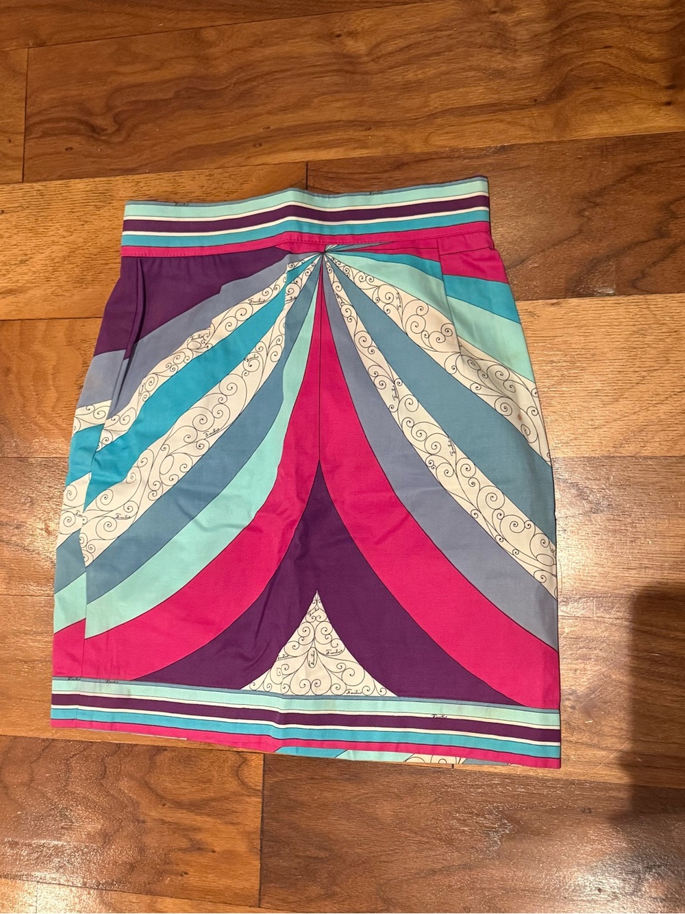 Emilio Pucci Fuchsia, Teal & Purple Graphic Panel Mini Skirt